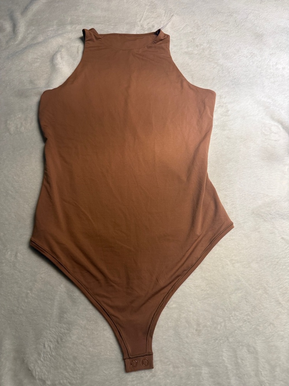 PINK Victoria's Secret High Neck Muscle Tank Bodysuit in Rust Brown